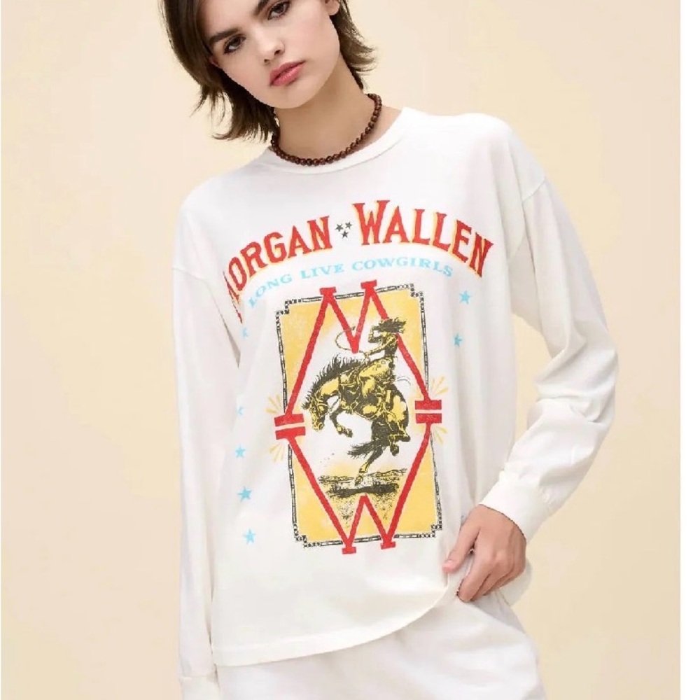 Daydreamer White Long Sleeve Tee with Red and Yellow Graphic